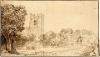 Landsby med kirketårn; tidligere identifiseret som Ransdorp i Waterland, i en gruppe træer, stort træ til venstre. © The Trustees of the British Museum. - Location: Dutch Roy XVIIc
